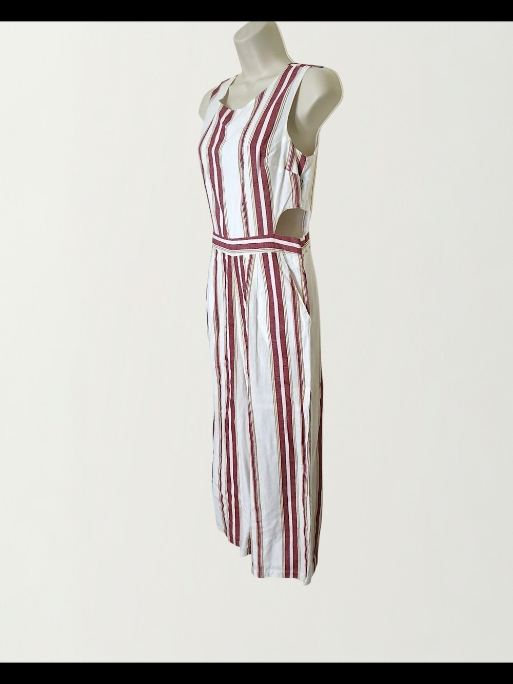 Japna Womens Red and White Striped Sleeveless Pants Jumpsuit Size M - Picture 4 of 8